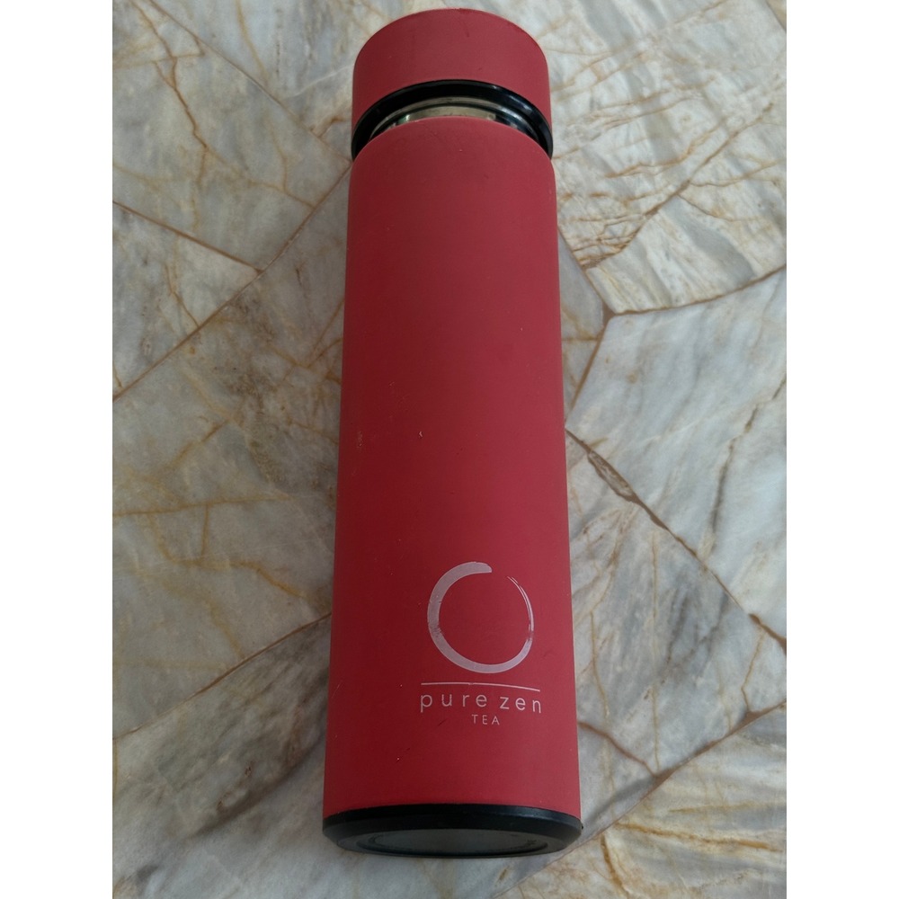 Pure Zen Tea Red Stainless Steel Vacuum Insulated Tumbler with Infuser 13oz